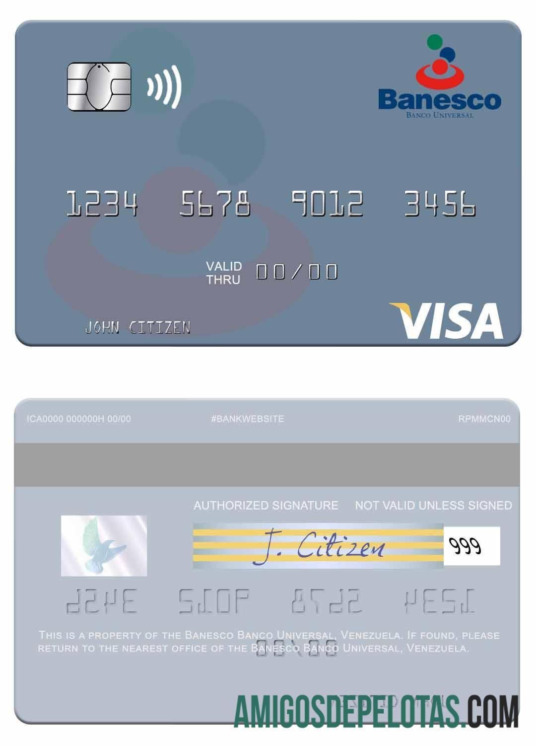 Venezuela Banesco Banco Universal Visa Card exemplo real